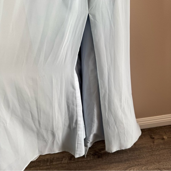 Azazie Gracie Mist Blu A-Line VNeck Pleated Halter Chiffon Dress Sz 4 Bridesmaid - Picture 8 of 11